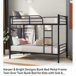 Metal Bunk Beds With Mattress (TWIN/TWIN)