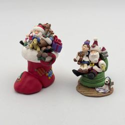 Coynes & Company Christmas Wishes & Stocking Full of Joy Set 1999 Santa Figurine
