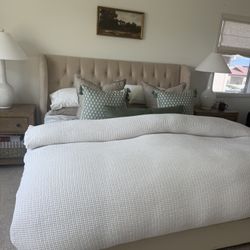 King Size Upholstered Tufted Bed Frame Micro Suede