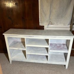 White Wooden Shelves Cabinet TV Stand Entry Table