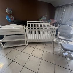 Crib, Changing Table And Chair For $375.00