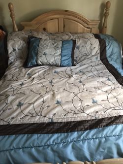 Queen bed and nights stand