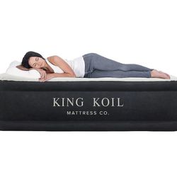 King Koil Luxury Twin Air Mattress with Built-in High Speed Pump for Camping, Home & Guests - 20” Twin Size Airbed Luxury Inflatable Blow Up Mattress 