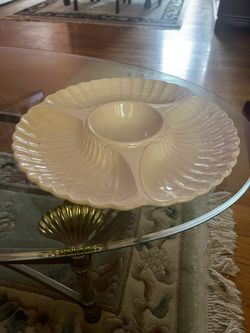 3 Shell Divided Serving Ceramic round Platter