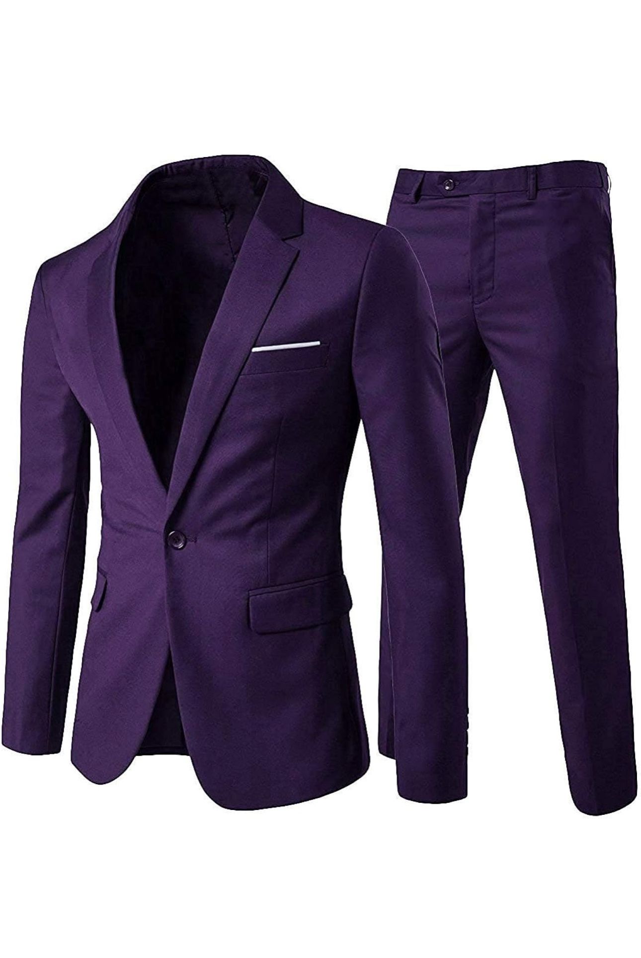 Men's 2-Piece Suits Slim Fit 1 Button Dress Suit Jacket Blazer & Pants Set