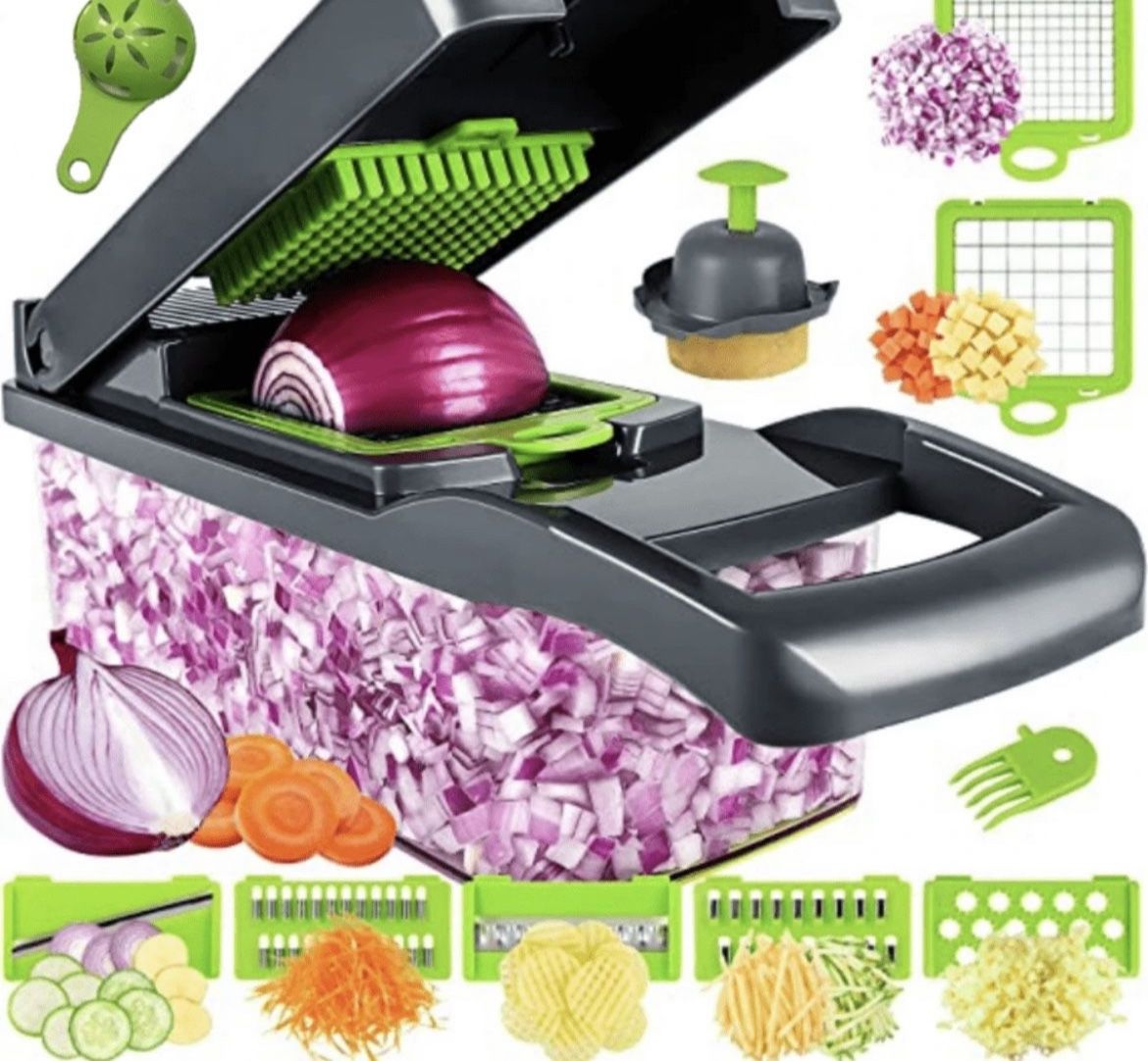 Vegetable Chopper, Multifunctional Fruit Slicer, Handle Food Grater, Vegetable Slicer, Cutter With Container, Onion Mincer Chopper With Multiple Inter