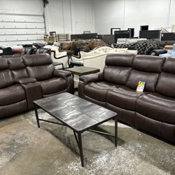 100% Leather Sofa Set