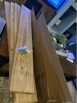 New!✨ 48x6x14pc light walnut wood floating shelf set