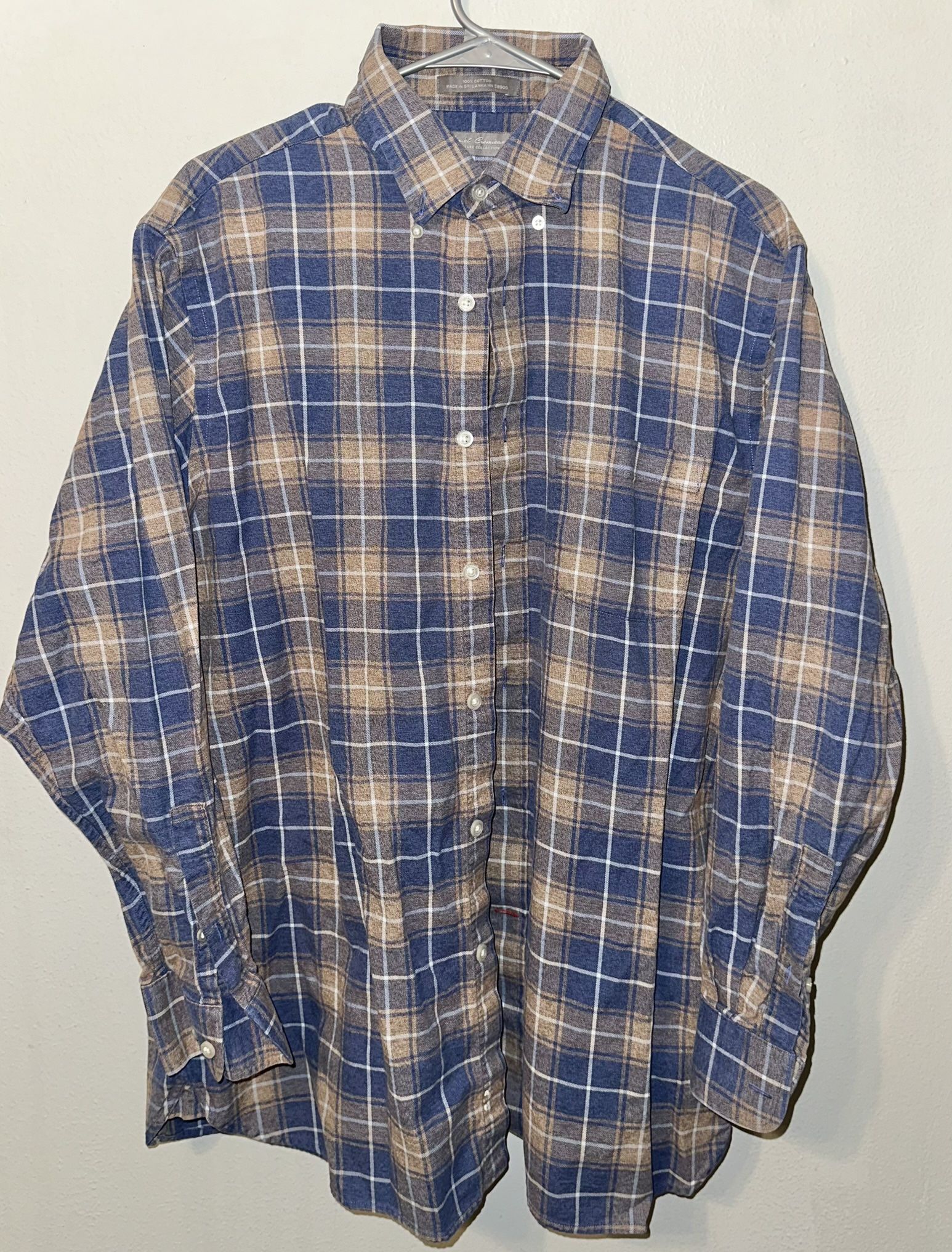 Men’s Plaid Shirt Long Sleeve Blue 