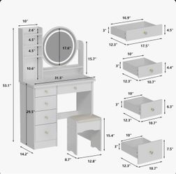 Vanity Table with small white chair