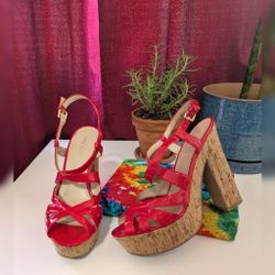Stylish Red Platform Sandals 7.5