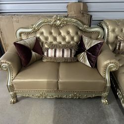 New Gold Loveseat And Chaise 
