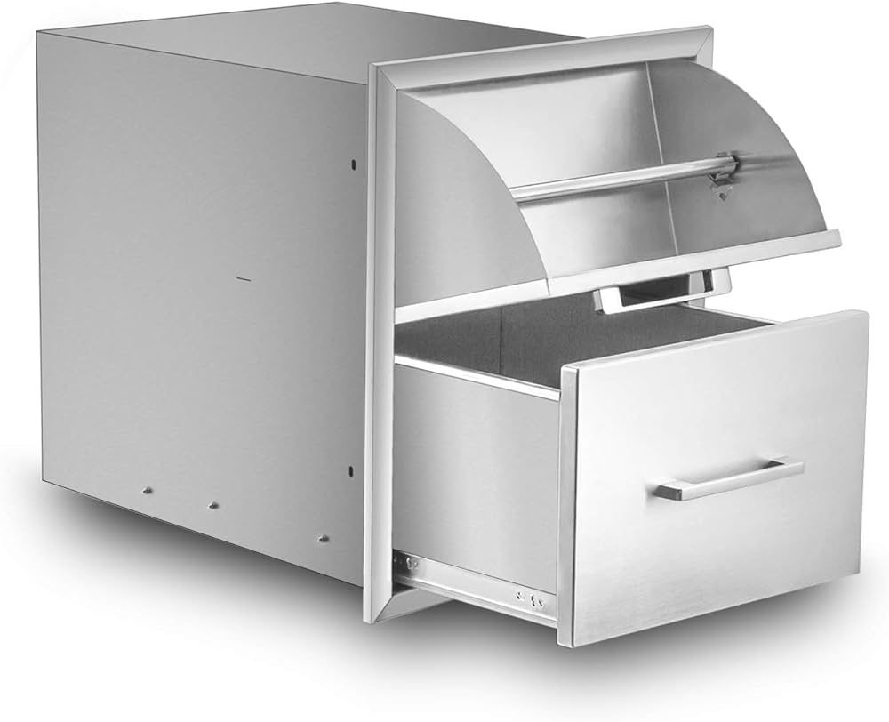 yuxiangBBQ Stainless Steel Paper Towel Holder Double Drawer 17W21H21D Works with Your Grilling or Prep Zones for Easy & Quick Cleanup