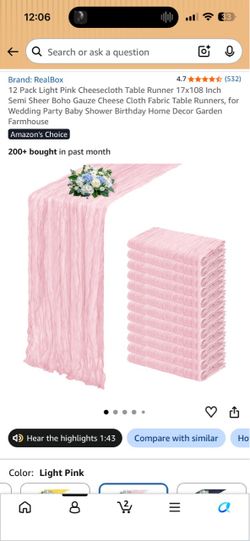 14 Pack Light Pink Cheesecloth Table Runners