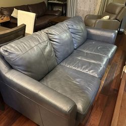 Leather Couch (sofa) - Dark Blue Color