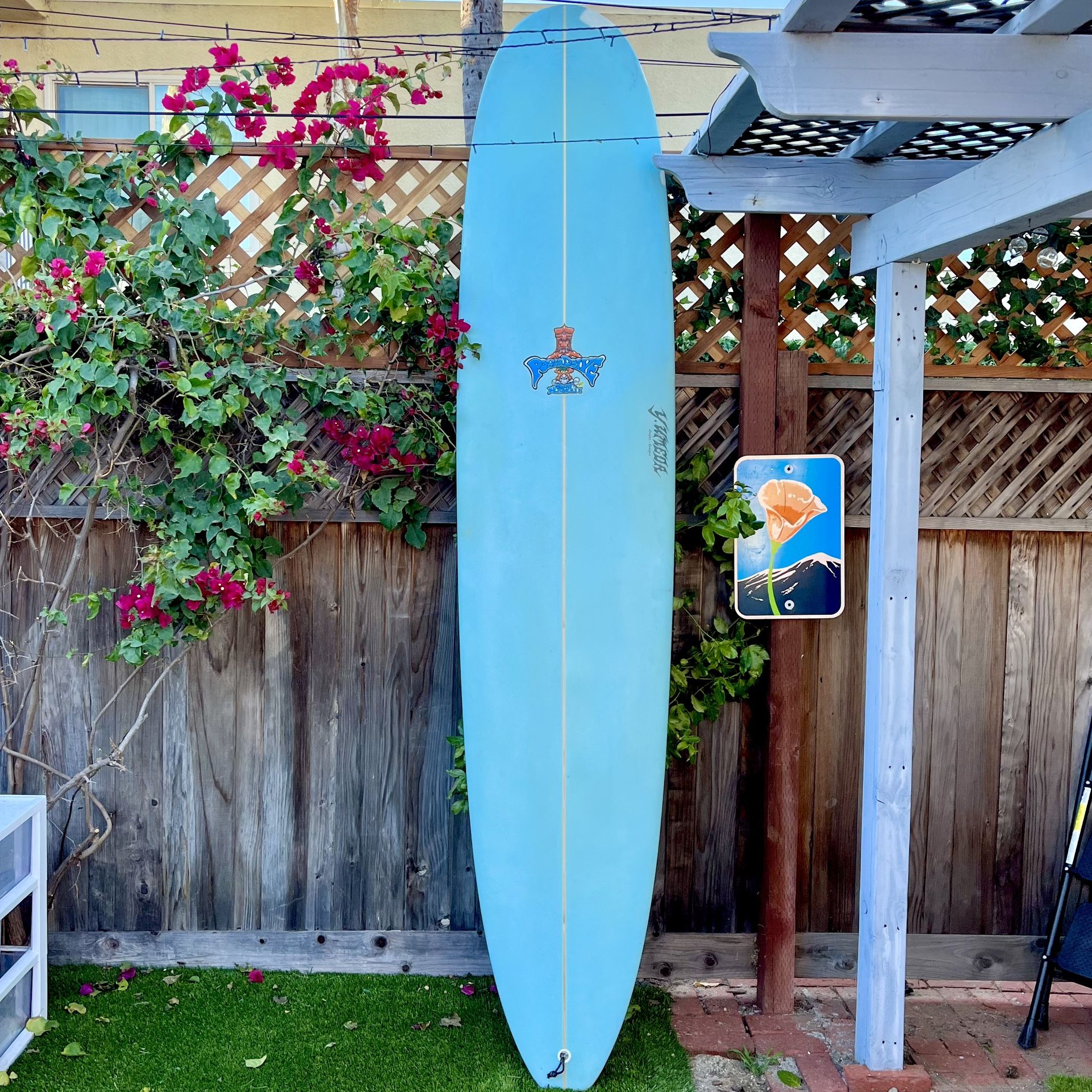 9’1 Power Drive Hawaii Longboard Surfboard Long Board Surf Board (not Gordon And Smith G And S Nose Rider Happy Battle Hobie Log)
