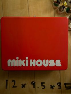 Miki House Red Metal Tin Retro Case Trunk Storage New