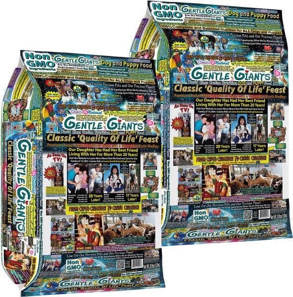 Gentle Giants Natural Non-GMO Dog & Puppy Chicken Dry Dog Food, 30-lb bags. 2 Of Them