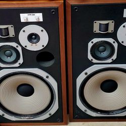 Pair of Vintage Pioneer HPM-100 Speakers — Wooden Cabinets with original grills