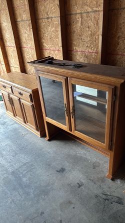 Dresser with mirror and shelving