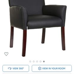 Amazon Basics Classic Reception Office Chair with Mahogany Wood Finish Legs - Black

