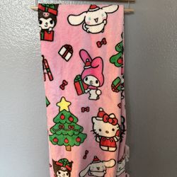 HELLO KITTY CHRISTMAS BLANKET NEW **NO TAG** HELLO KITTY BLANKET