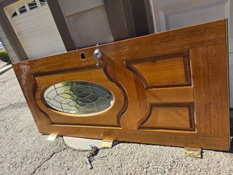 Solid oak door. Stain Glass