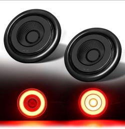 2pcs Smoked Lens 4“ inch Round Halo Red 32 LEDs Trailer Trucks Brake Stop Running Turn Signal Tail Lights w/Rubber Grommet Sealed Waterproof IP67, DC 