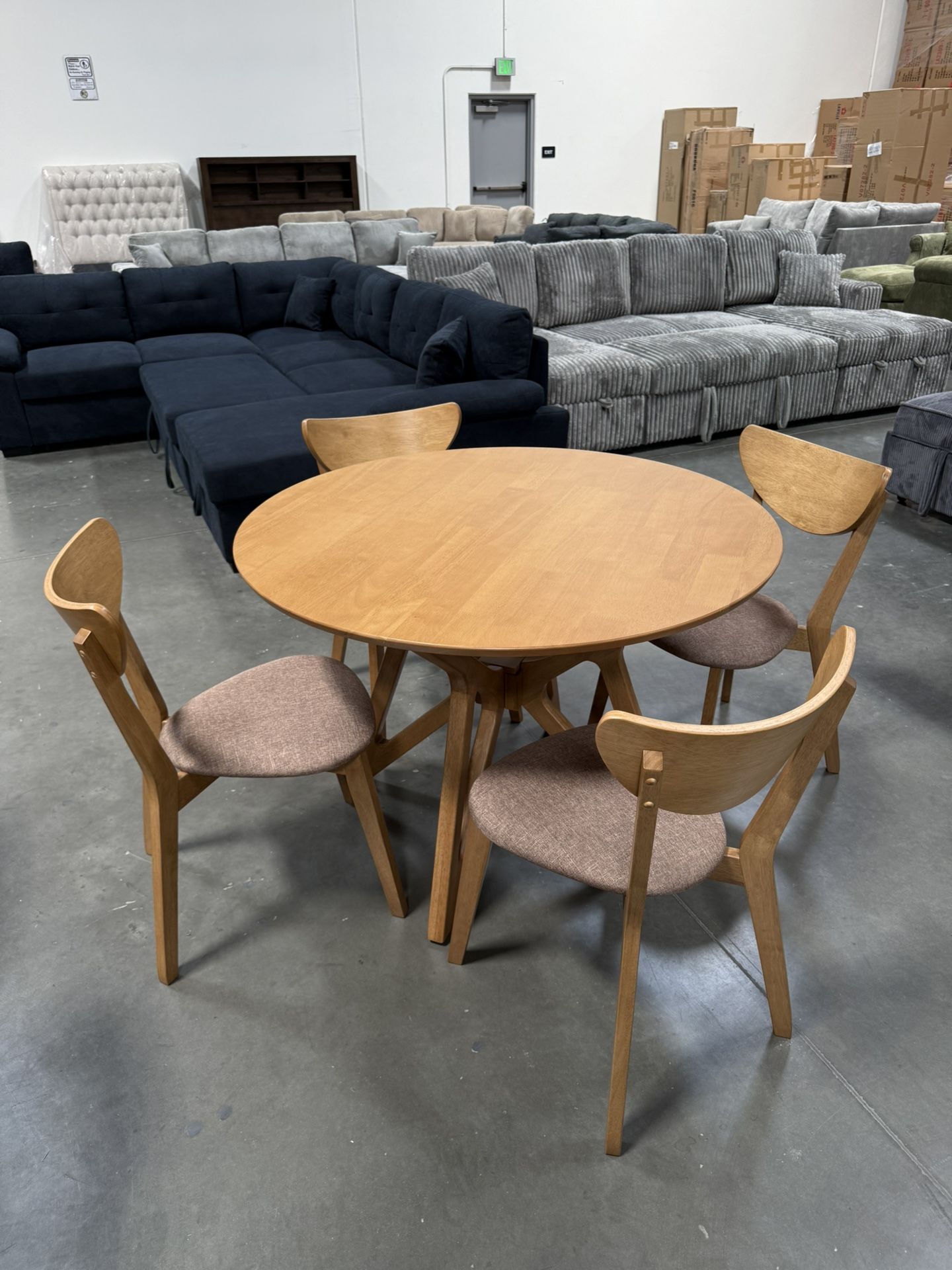 New 42” Natural Wood Dining Set,5pcs Dining Set,Round Dining Table And Chairs,Table, Chairs, Kitchen Table, Casual Dining Set, Dinette Set,Round Table