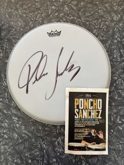 Poncho Sanchez Autographed Remo Drumhead