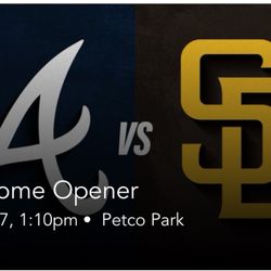 3 Front Row Field (opening Day) Padres Vs Braves 