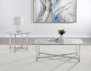 Coffee and End Table Clear Tempered Glass, Metal base chrome finish. New Especial price