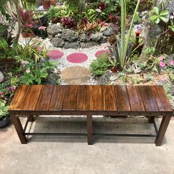 66” Wooden/Metal Bench: 66”W x 16”D x 24”H