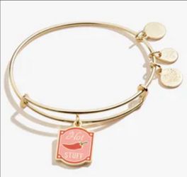 New Alex And Ani  Hot Stuff Chili Pepper Gold Charm Bracelet Bangle