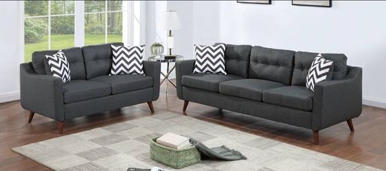 Brand New Black Retro Style Sofa & Loveseat