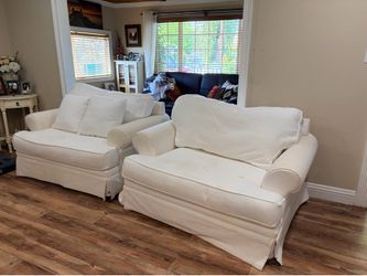 Beautiful White Oversized Loveseat Set  2 Piece Couch Set
