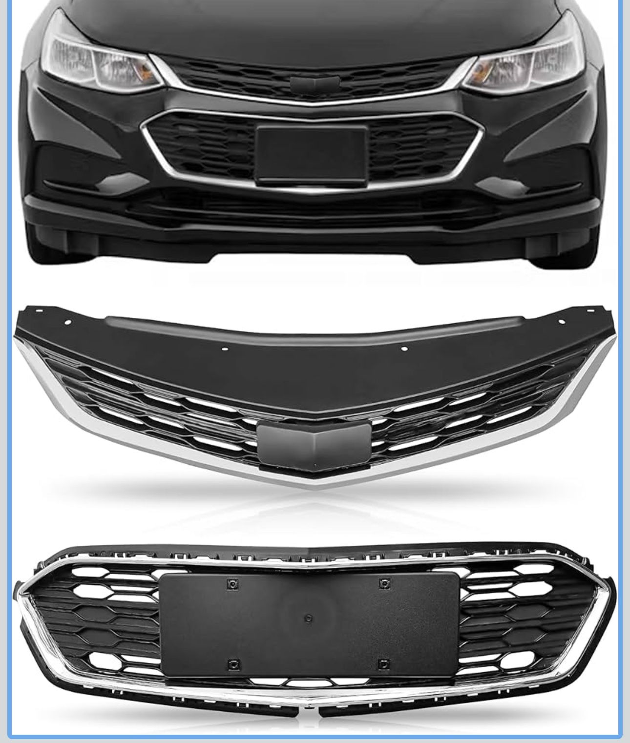 2PCS Front Bumper Grill Upper And Lower Grille For Chevy Chevrolet Cruze 2016 2017 2018 EB1(contact info removed)
