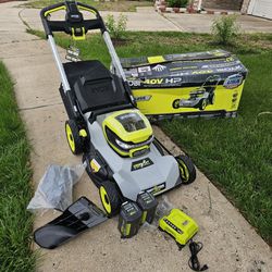 Ryobi Lawn Mower 21in Twin Blade Self Propelled 2 Battery Included And 1 Charge Brand New 