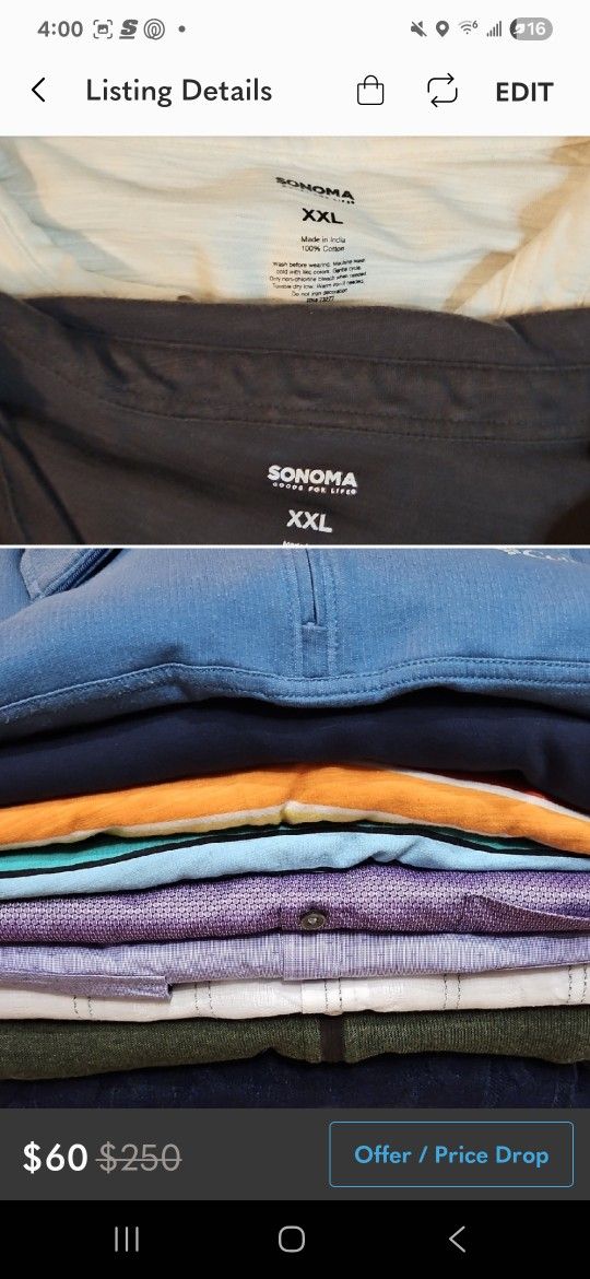 Men's assorted shirt collection. 2XL