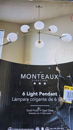 Monteaux Lighting 6-Light Pendant Gold Opal Glass