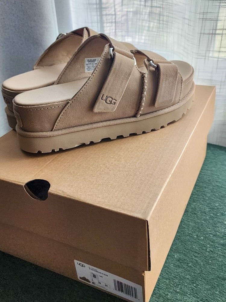 UGG Goldenstar Hi Slide Sandals – Sand, Women’s Size 8 – Brand New with Box
