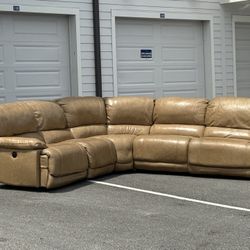 Sectional Couch Real Leather Power Recliner Modular Couch 