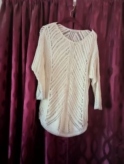 Beige Crochet Tunic Sweater In Good Condition 