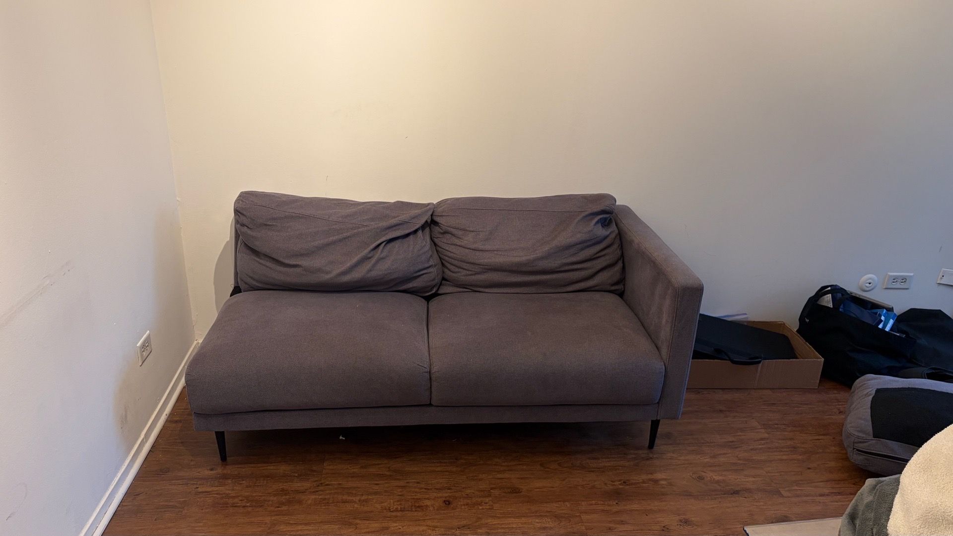 Grey Modern Loveseat / Small Sofa — FREE