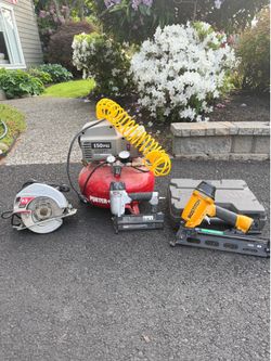 Contractor Tool Bundle - Bostitch Finish Nailer, Porter Cable Compressor, Skilsaw + More