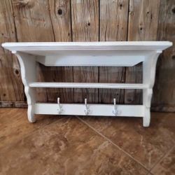 Nice Vintage Shelf with 3 Hooks.