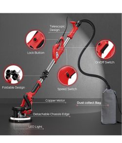 new Drywall Sander, 2026 Upgraded 8-Amp Popcorn Ceiling Removal Tool 7 Variable Speed RPM, Drywall Sander with Vacuum Dust Collector with LED