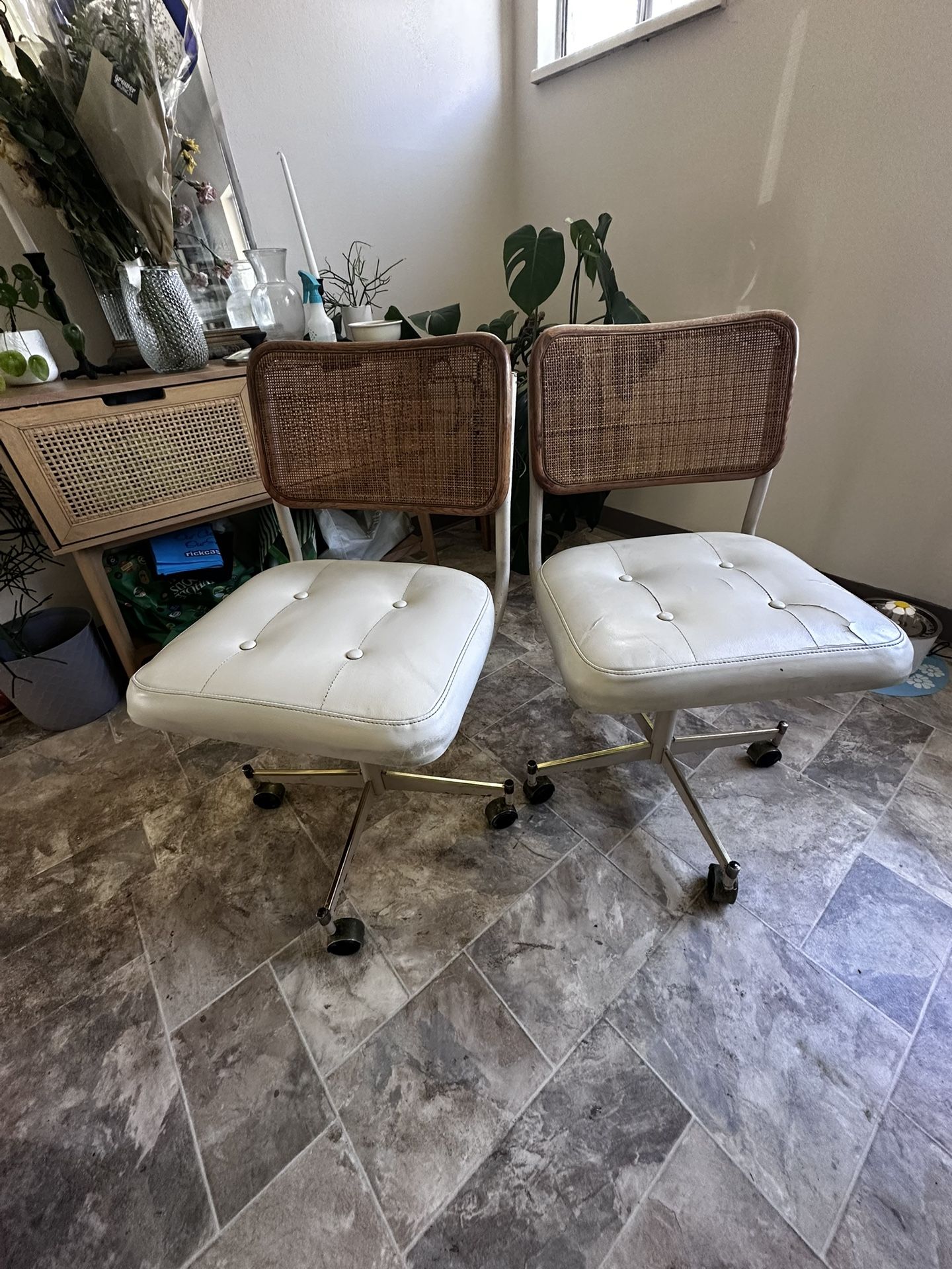 2 Vintage Rattan Dining Chairs