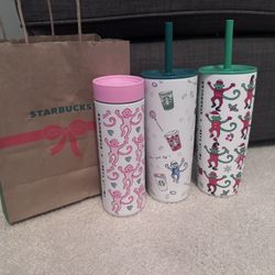 Roller Rabbit Christmas Tumblers LOT Limited Edition