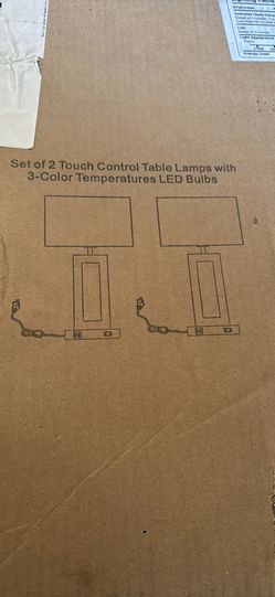RIALTO- Set of 2 BLACK Touch Control Table Lamps with 3-Color Temperatures LED Bulbs